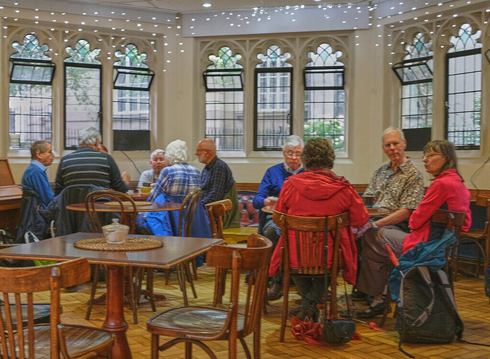 Older residents at a weekly coffee morning